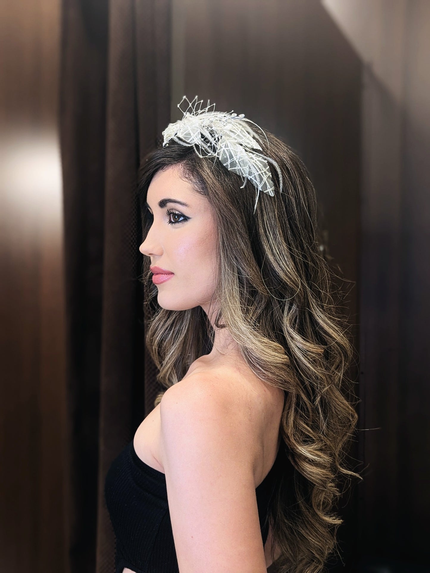 Diadema Hojas y Plumas Plata|Tocados