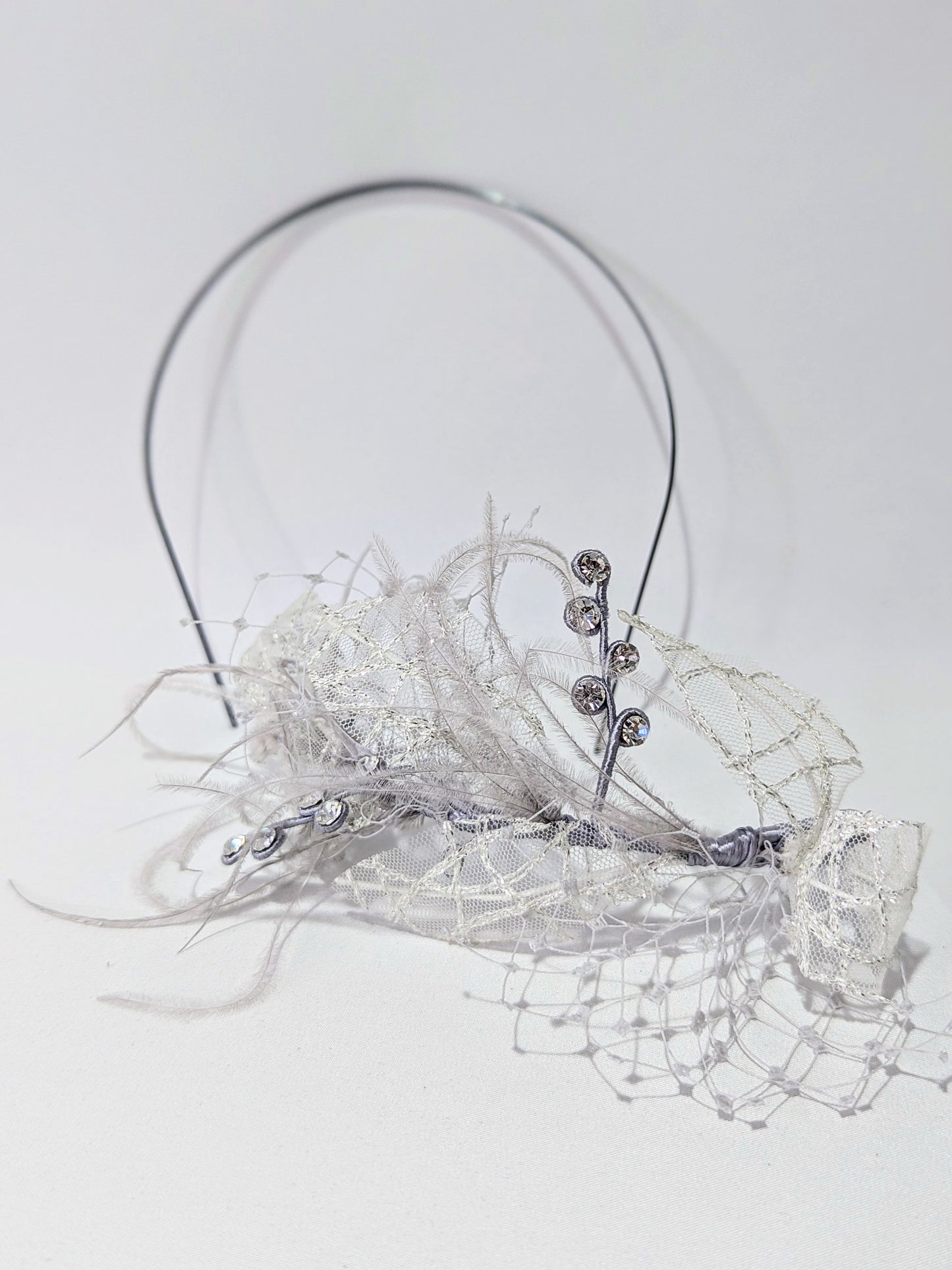 Diadema Hojas y Plumas Plata|Tocados