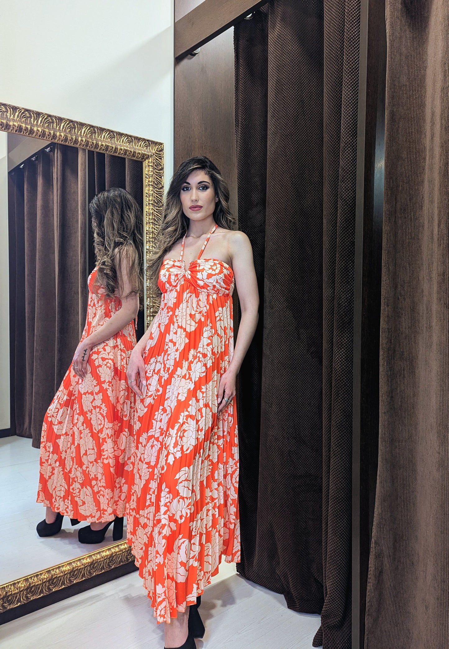 Vestido Palm Beach Naranja| Vestido de Evento