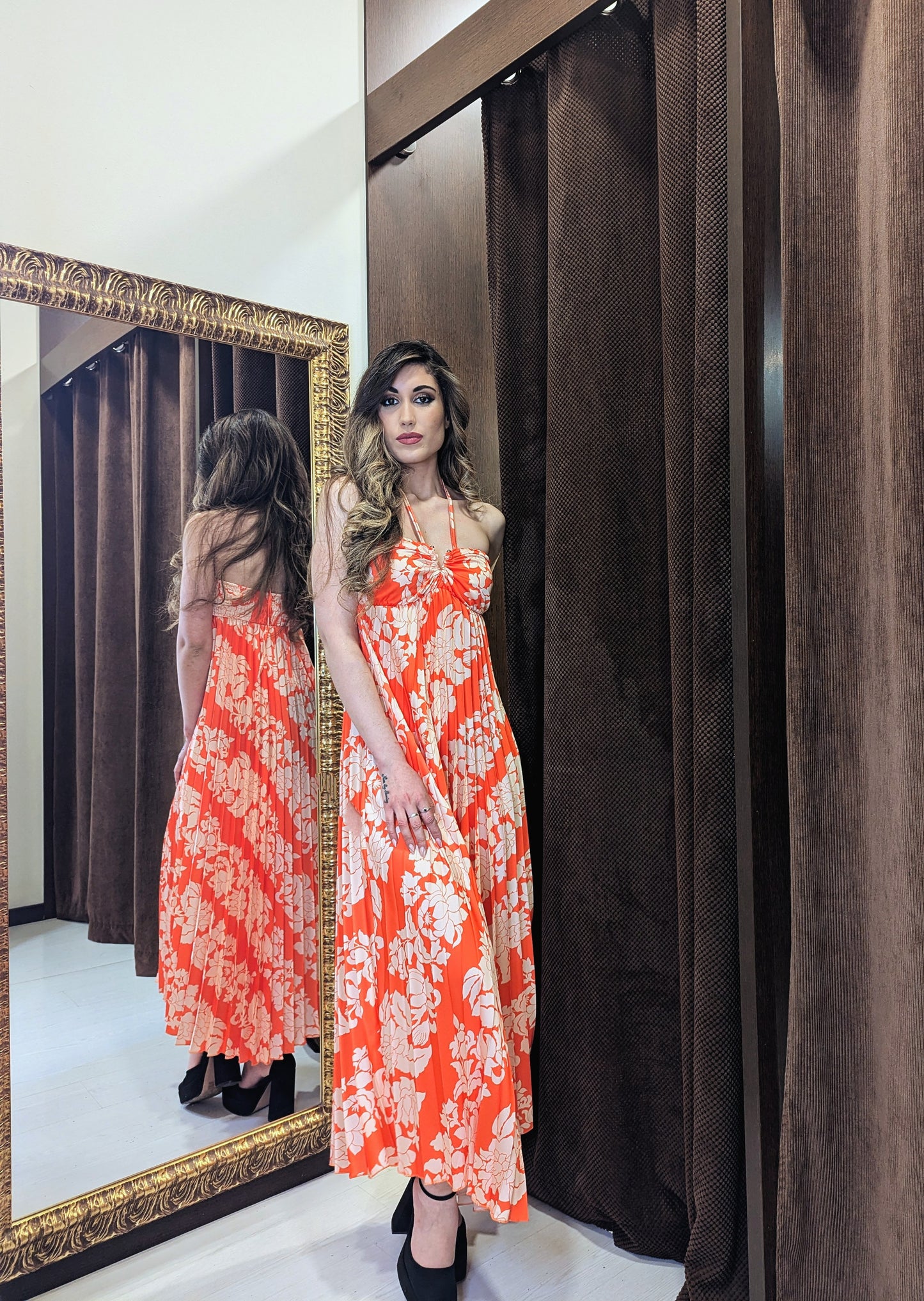 Vestido Palm Beach Naranja| Vestido de Evento