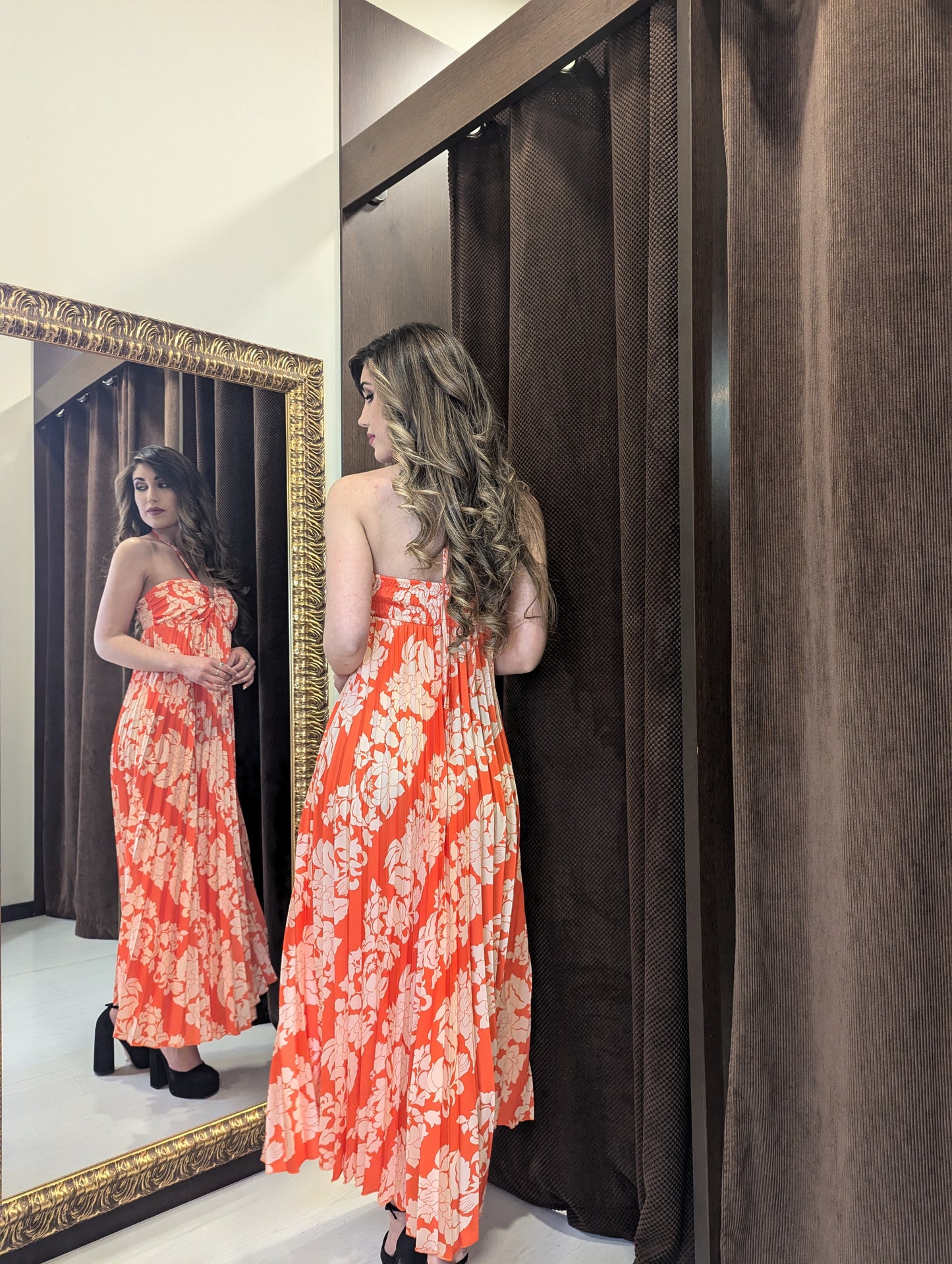 Vestido Palm Beach Naranja| Vestido de Evento