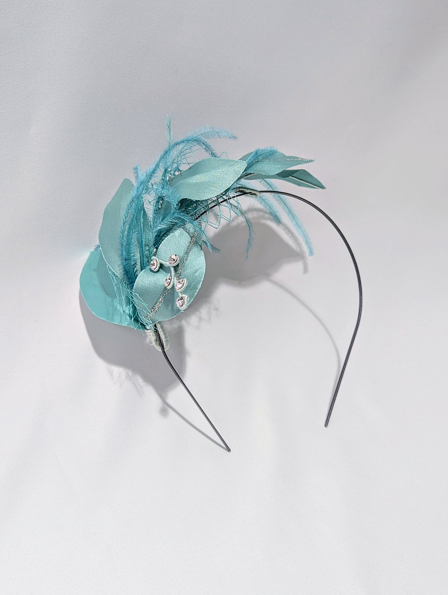 Diadema Hojas y Plumas Verde Agua |Tocados