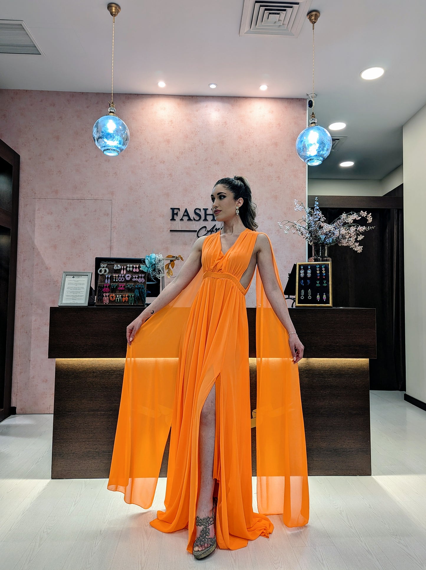 Vestido Astra Alado Naranja |Vestido de Evento