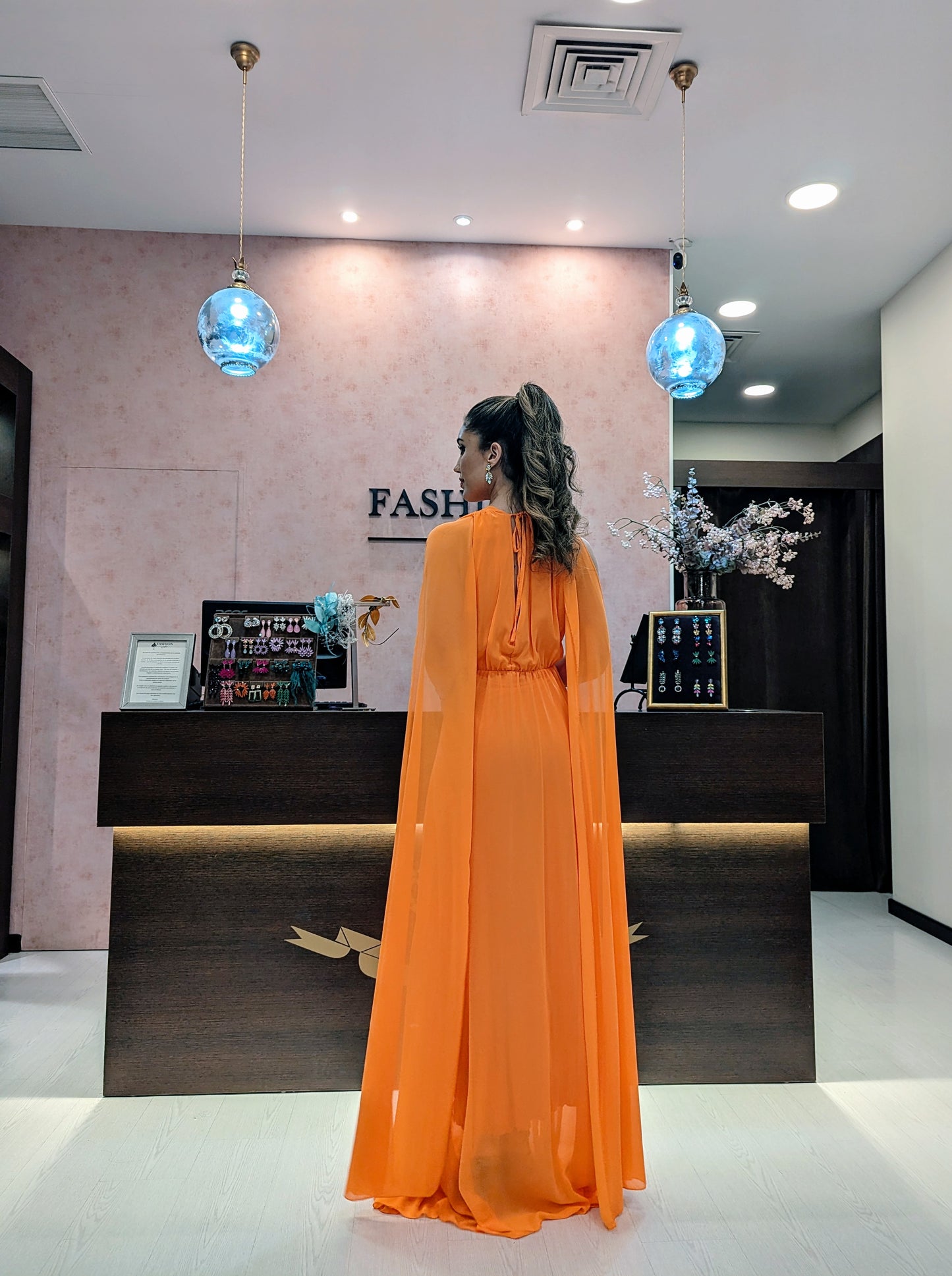 Vestido Astra Alado Naranja |Vestido de Evento