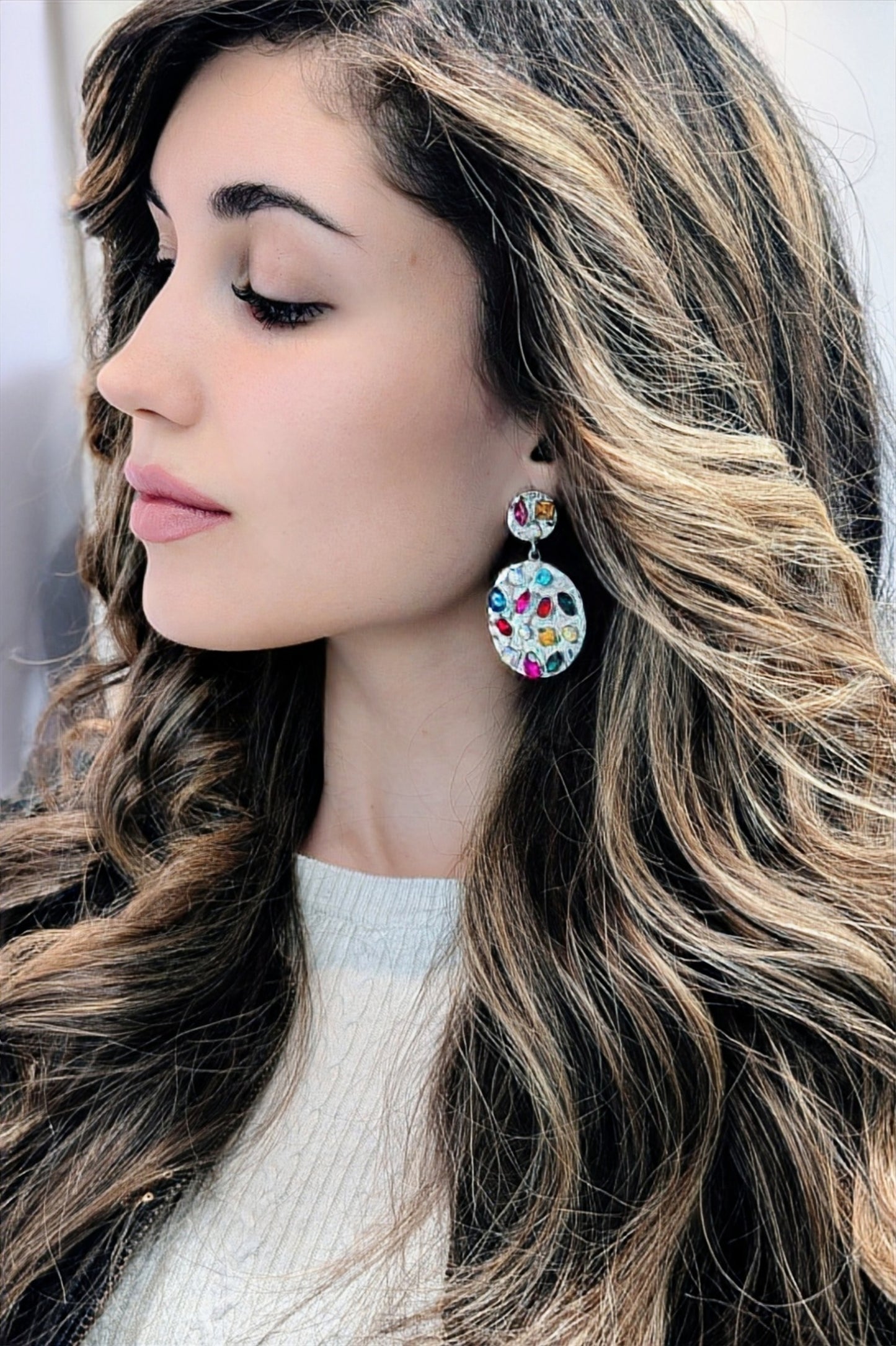 Pendientes Pedrería Multicolor