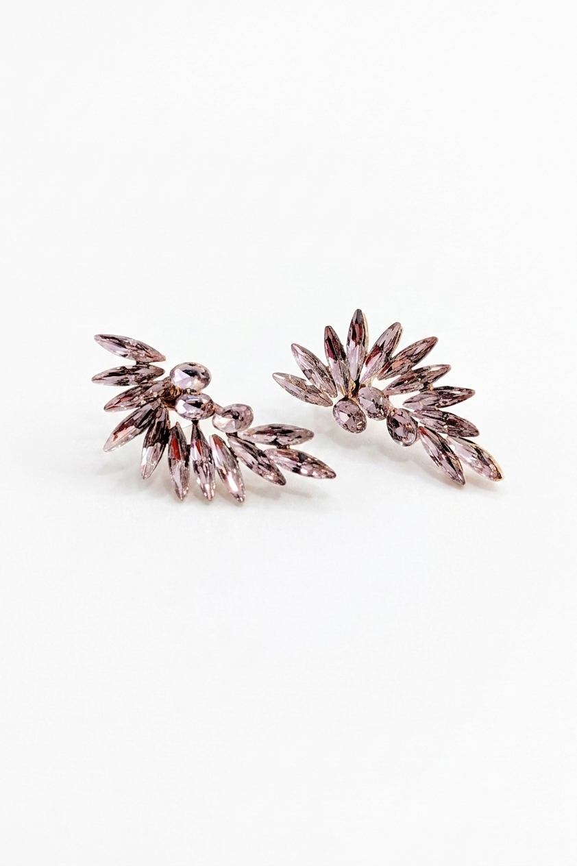 Pendientes Alas Cristal en rosa champán