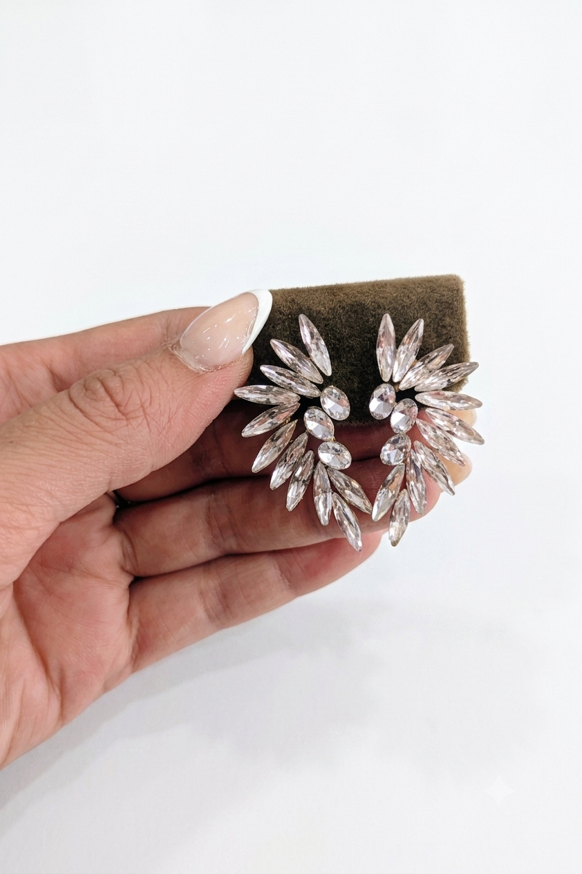 Pendientes Alas Cristal en rosa champán