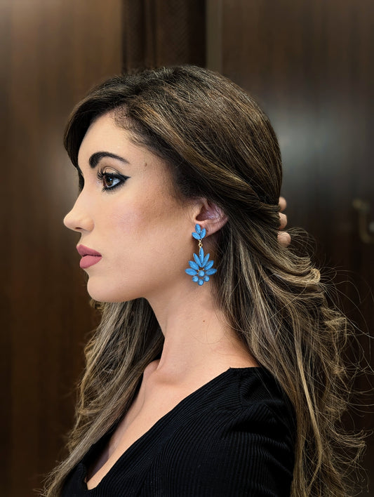 Pendientes Copo Cristal Azul Cielo