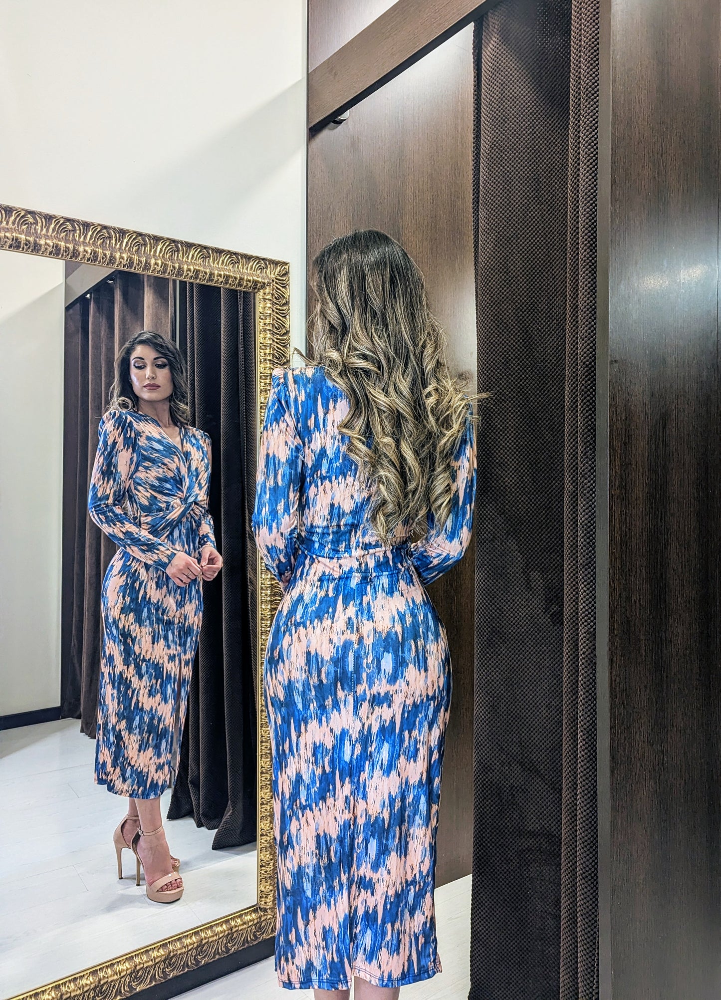 Vestido Midi Amaltea Azul |Vestido de Evento