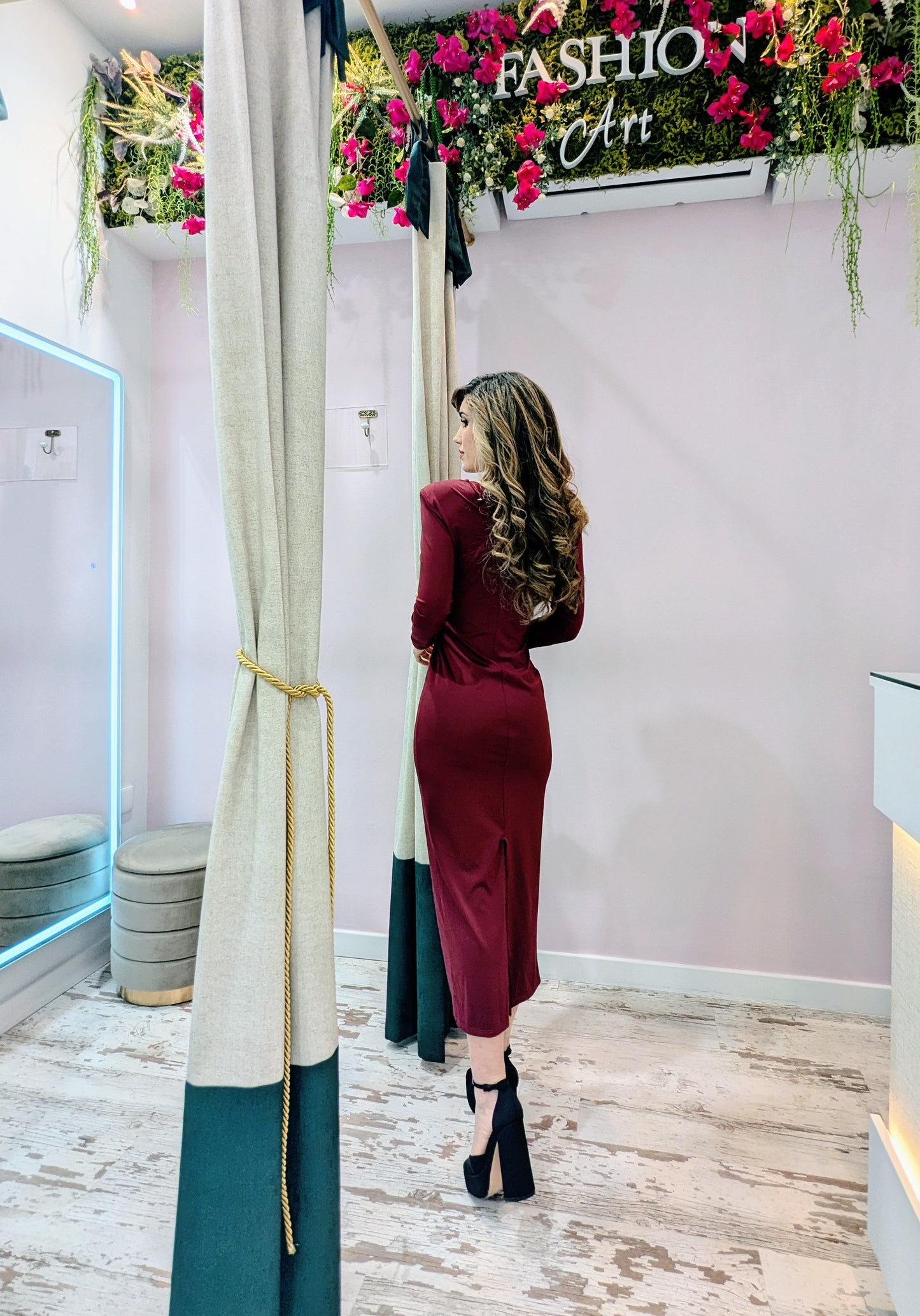 Vestido Midi Licra Granate | Vestido de Evento