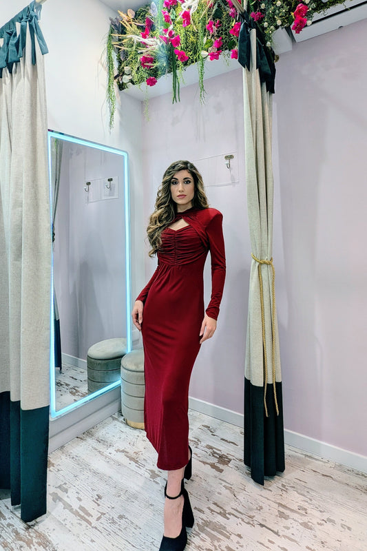 Vestido Midi Hécate Granate |Vestido de Evento