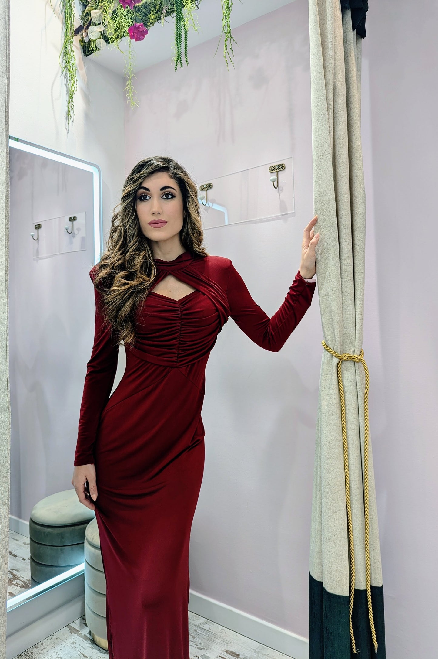 Vestido Midi Hécate Granate |Vestido de Evento