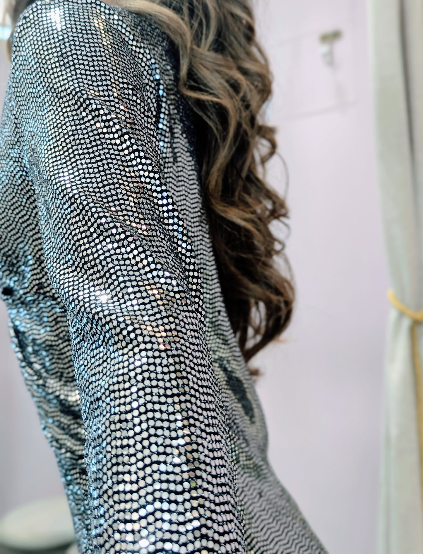 Vestido Plata Brillante| Vestido de Evento