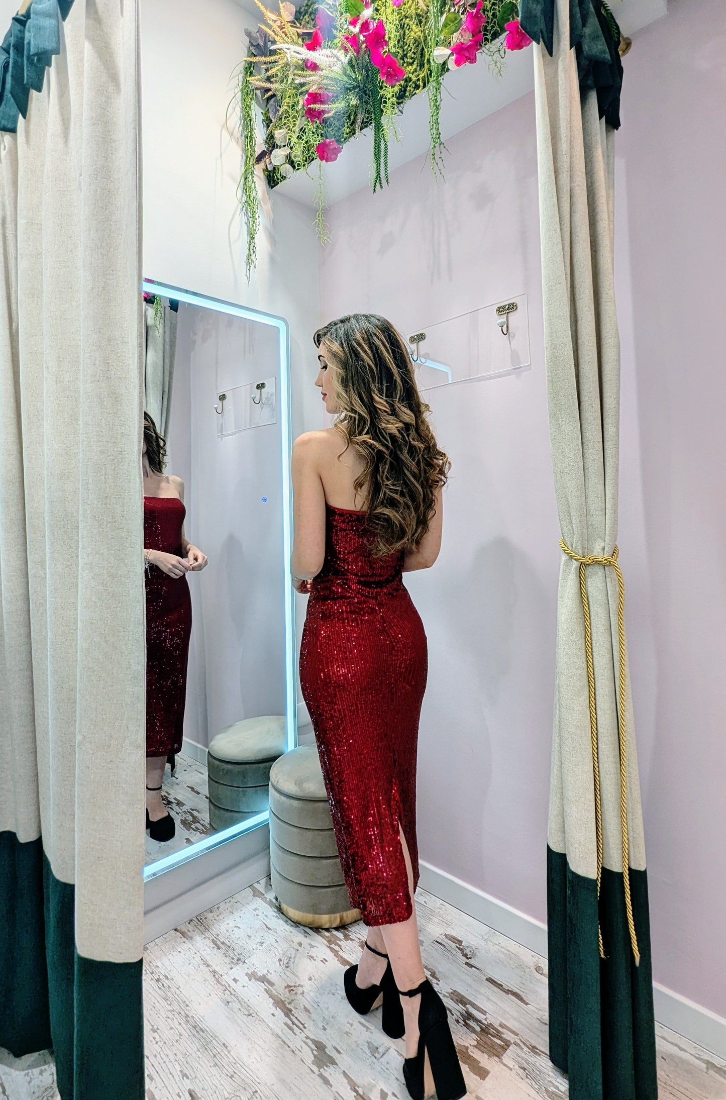 Vestido Rojo Lentejuelas| Vestido de Evento