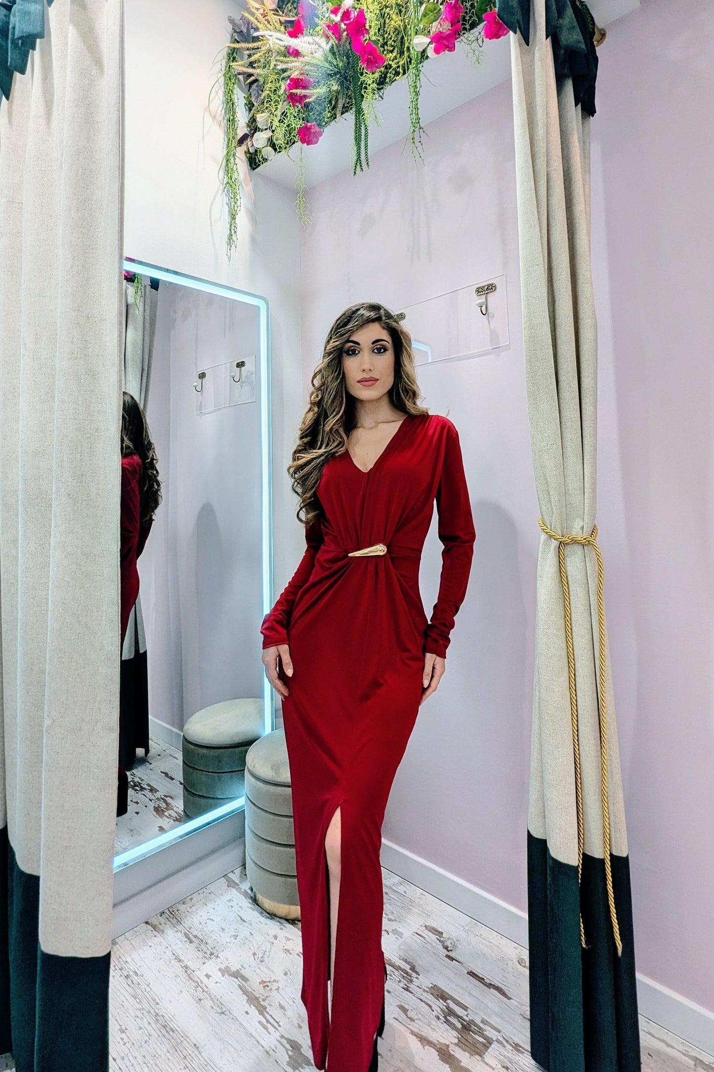 Vestido Granate Gota| Vestido de Evento