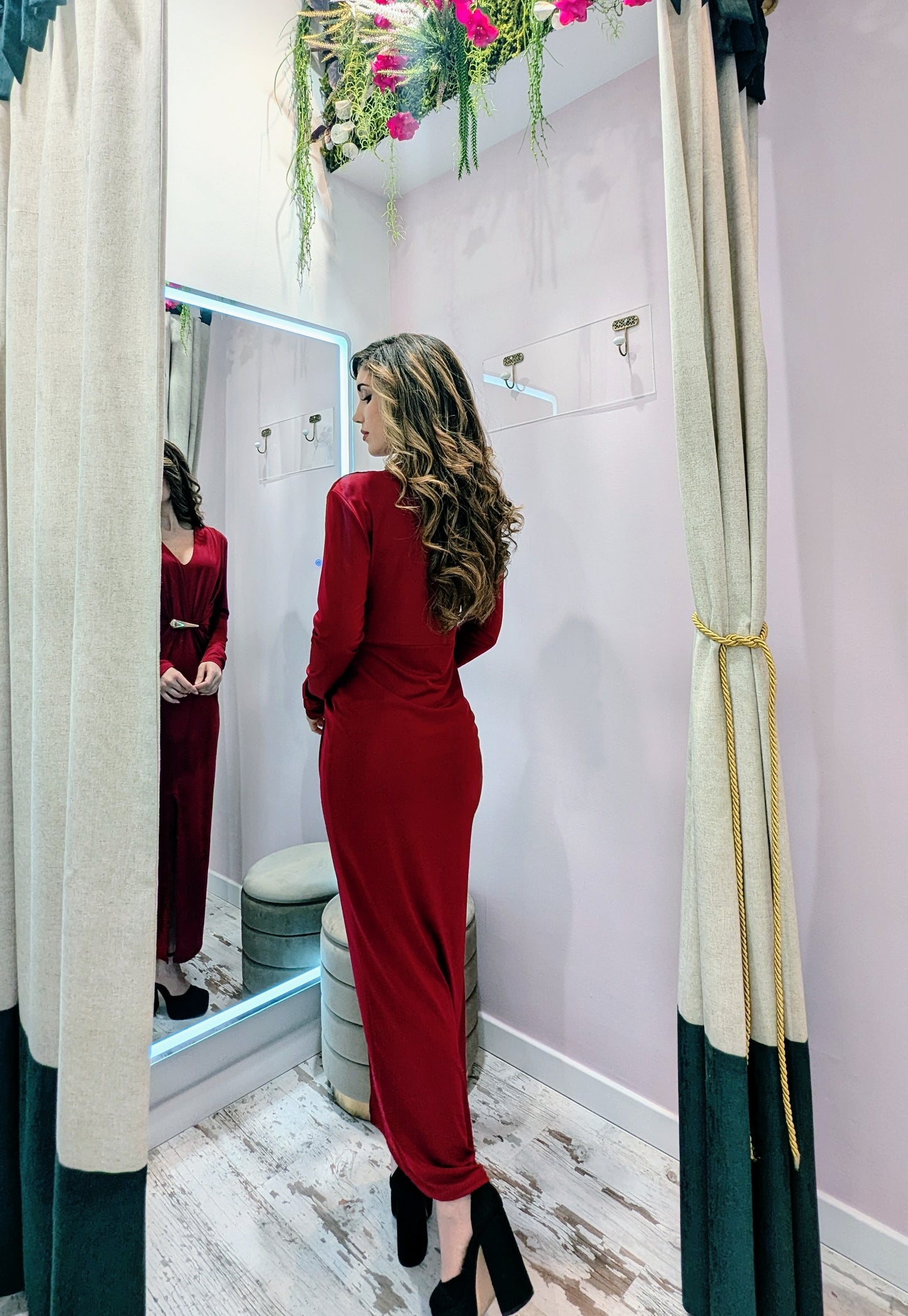 Vestido Granate Gota| Vestido de Evento