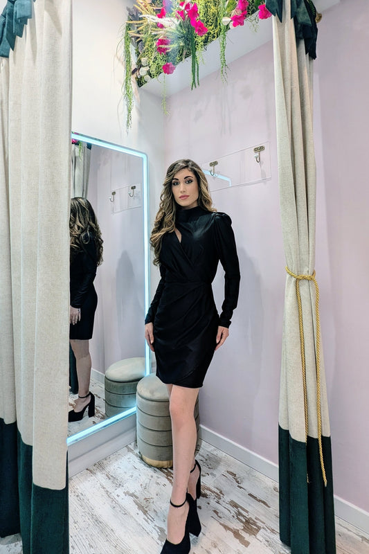 Vestido Corto Frunces Black | Vestido de Evento