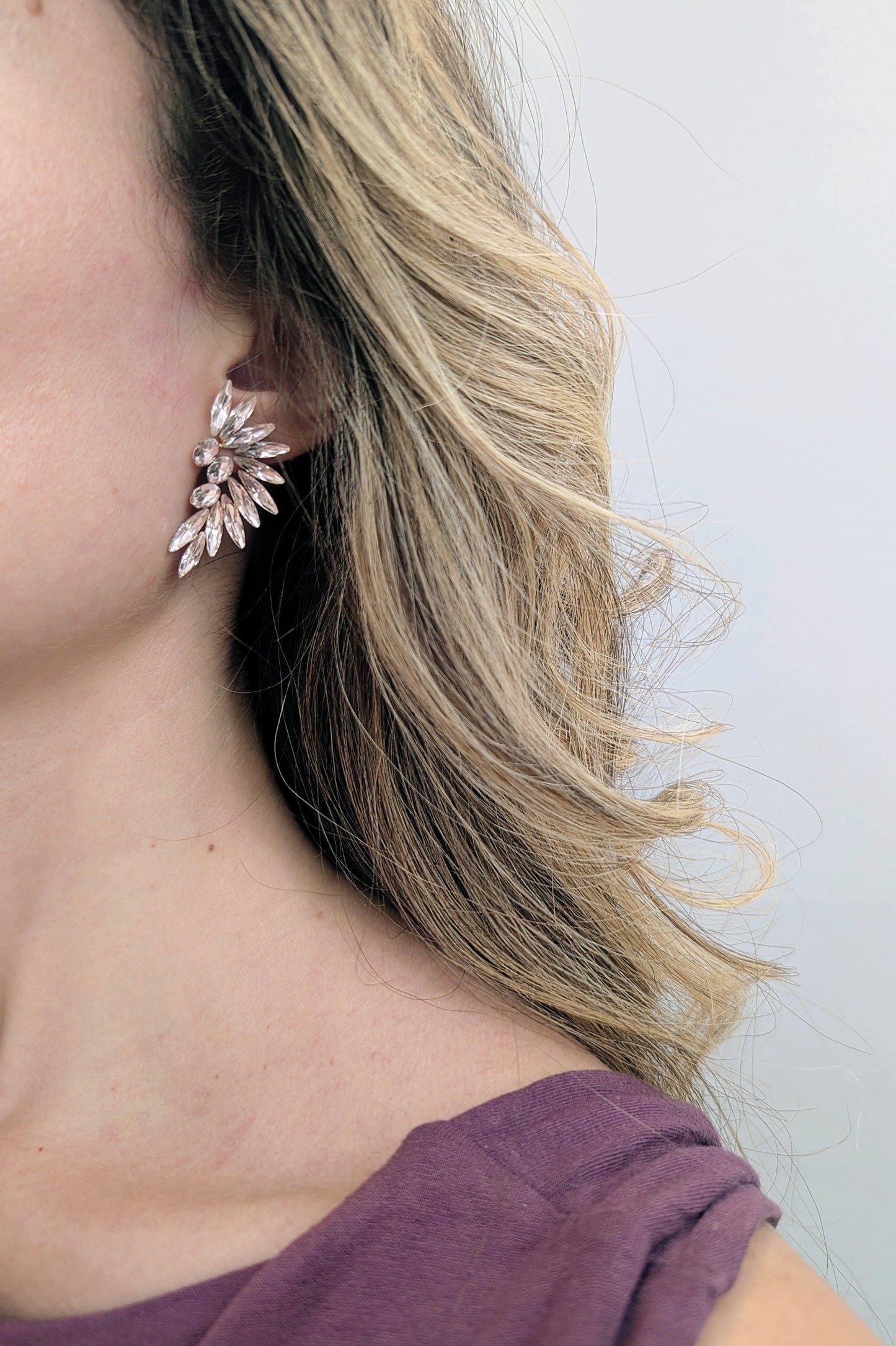 Pendientes Alas Cristal en rosa champán