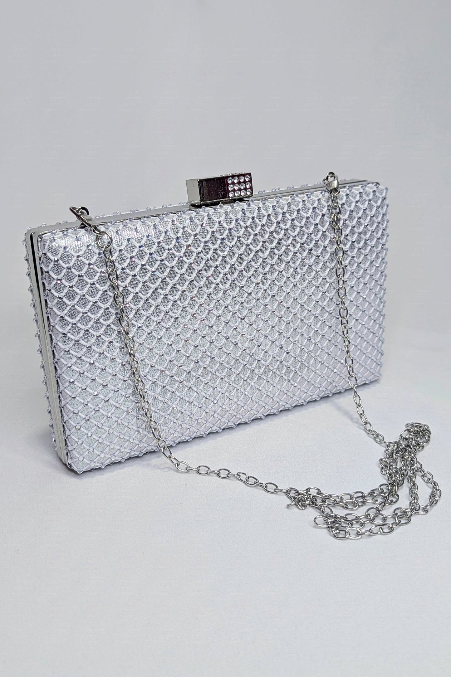 Bolso pedrería brillante plata
