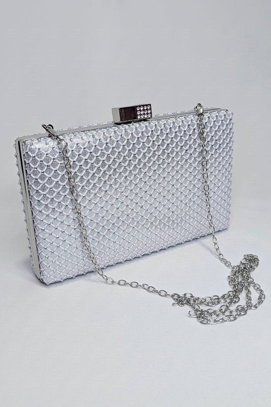 Bolso pedrería brillante plata