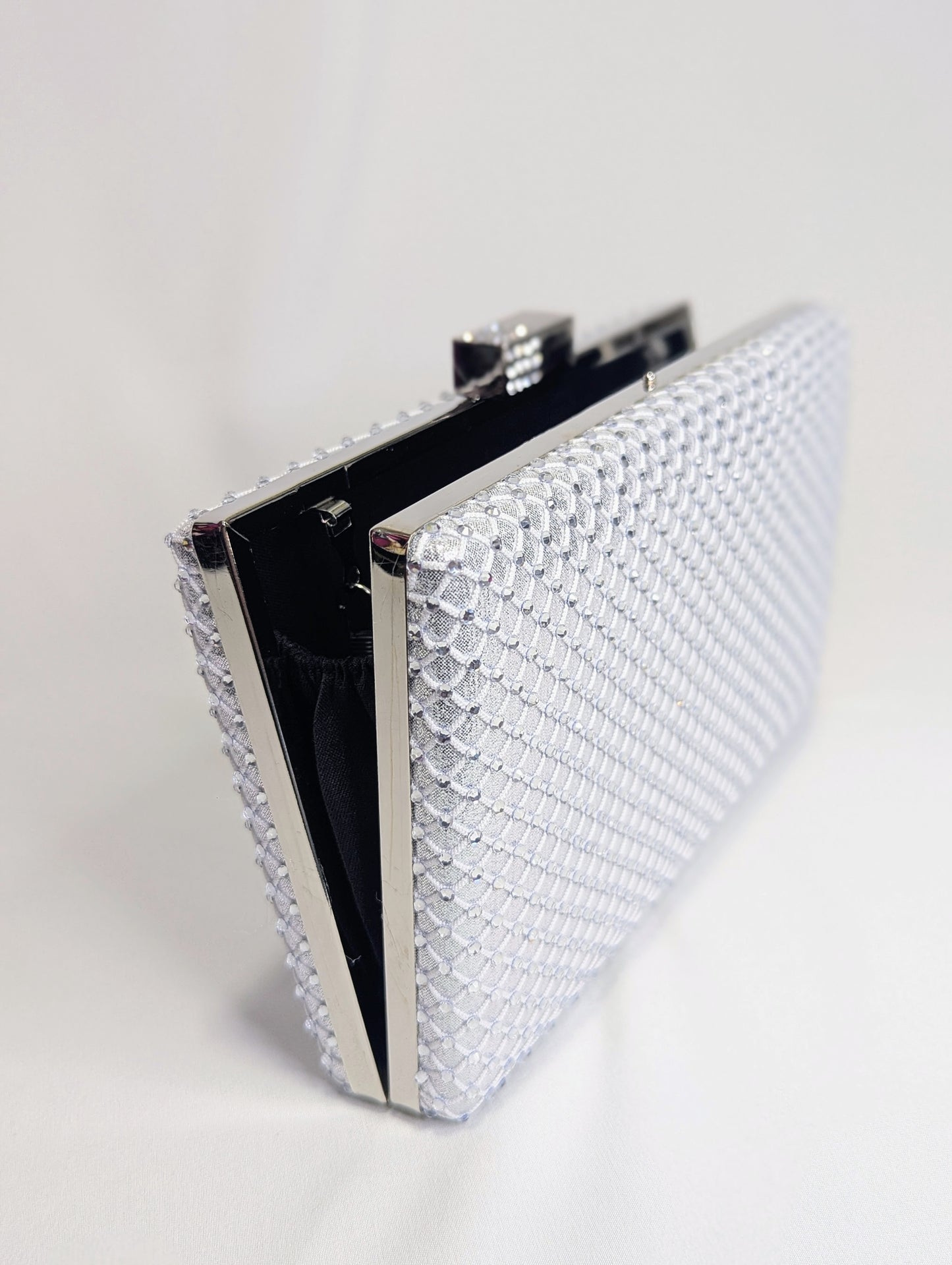 Bolso pedrería brillante plata