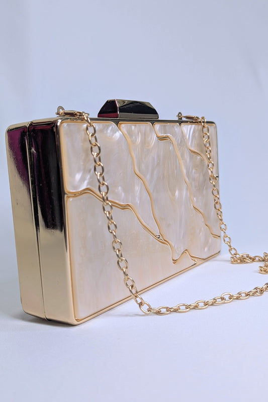Bolso Nácar Mármol Dorado