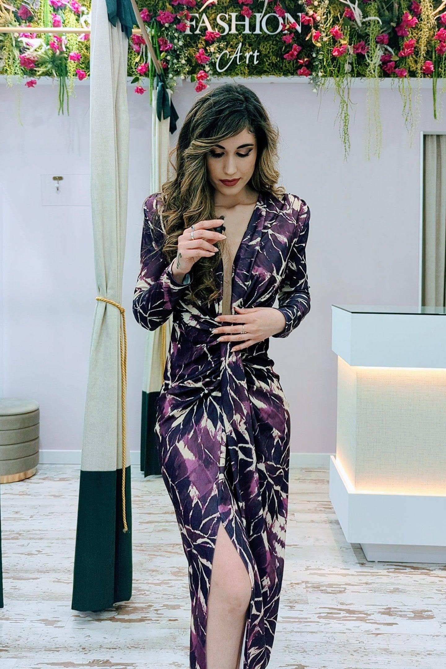 Vestido Nudo Estampado|Vestido de Evento