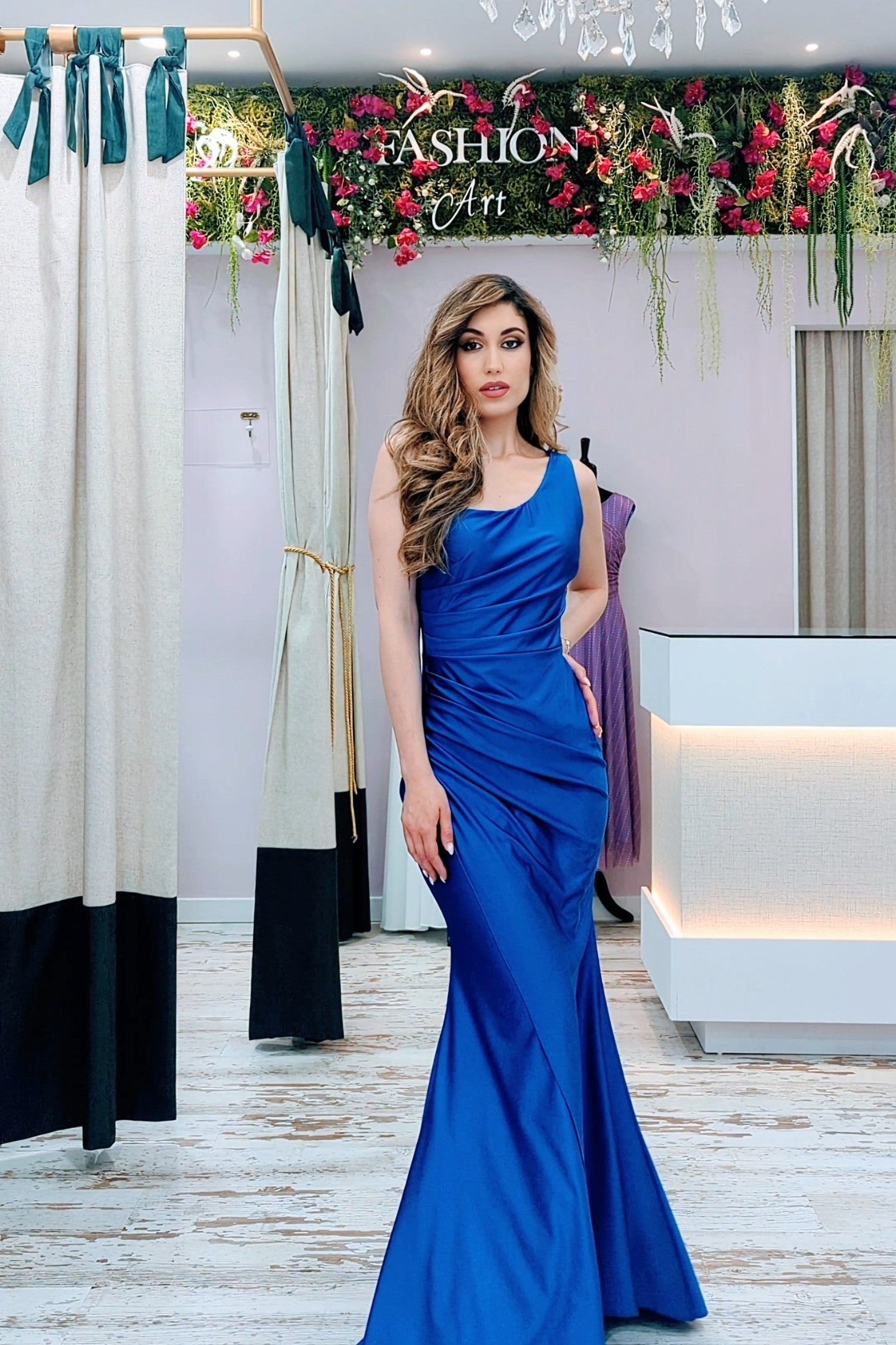 Vestido Licra Sirena Azul Eléctrico| Vestido de Evento